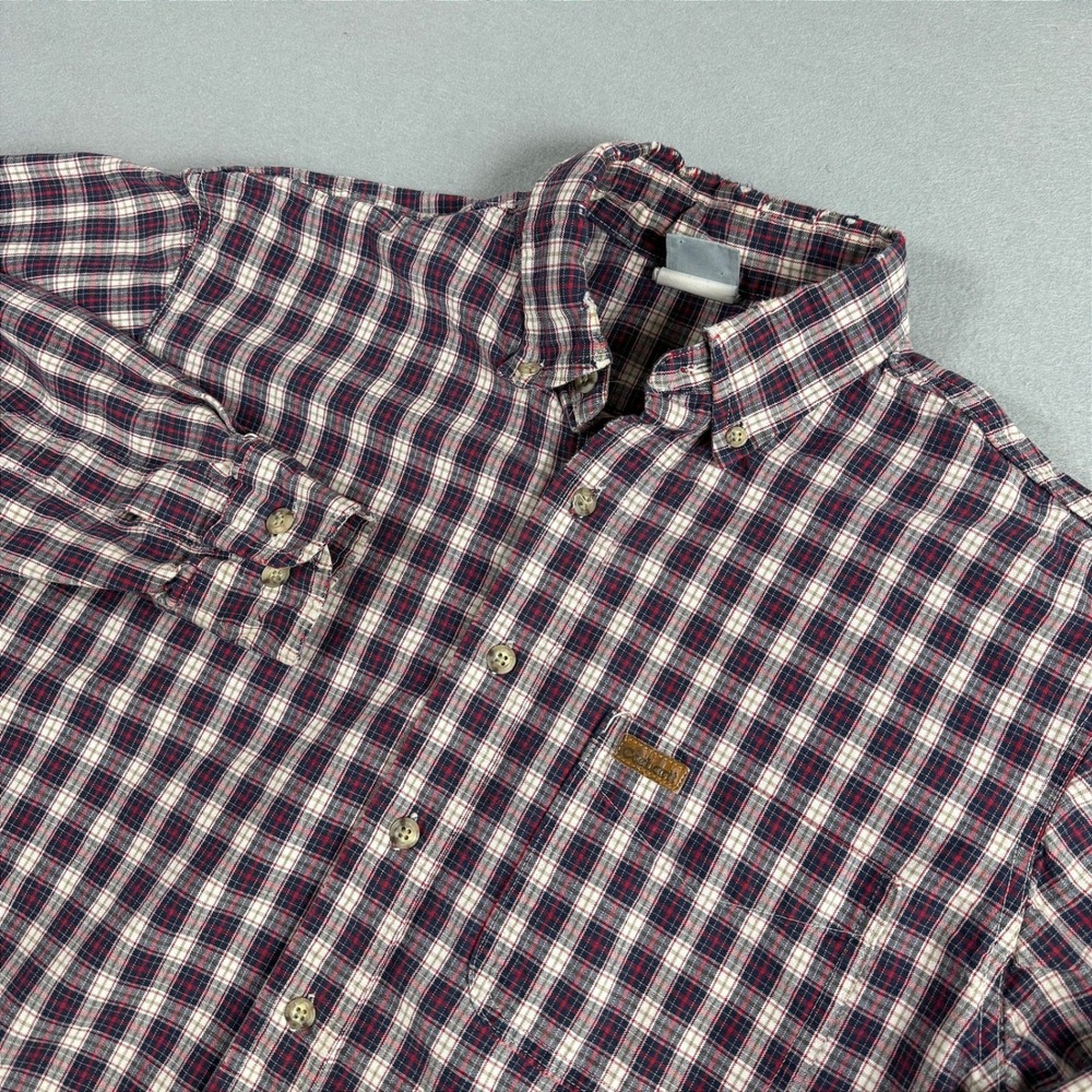 Carhartt Mens Shirt Button Down M Red Plaid Heavy Flannel Embroided logo pocket